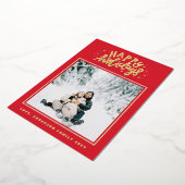 クリスマスクラシック赤 |正方形フォトフレーム金ゴールド 箔シーズンカード (回転した状態)