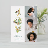 クリスマスクラシック造幣局の植物学JOYコラージュ写真 箔シーズンカード (立ち正面)