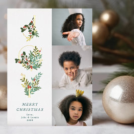 クリスマスクラシック造幣局の植物学JOYコラージュ写真 箔シーズンカード