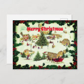 クリスマスクラシック雪のシーン挨拶 ポストカード (正面/裏面)