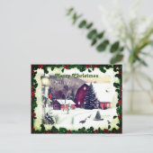 クリスマスクラシック雪のシーン挨拶 ポストカード (スタンド正面)