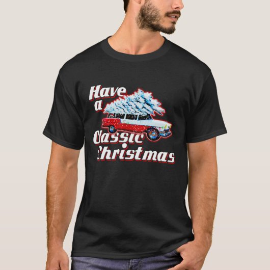 クリスマスクラシック50代のクリスマスカークラシックのクリスマスを持つ Tシャツ (正面)
