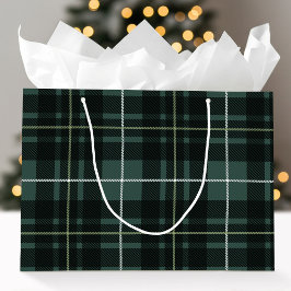 クリスマスクラシック タータンチェック ダークグリーン ラージペーパーバッグ