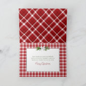 クリスマスクラシー赤い格子柄ギフト弓カード カード (内部)