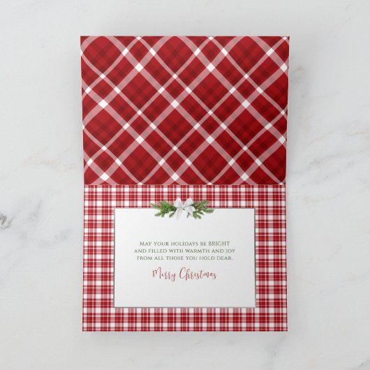 クリスマスクラシー赤い格子柄ギフト弓カード カード (内部)