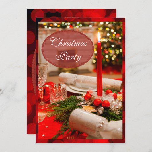 クリスマスクラッカー&キャンドル 招待状 (正面/裏面)