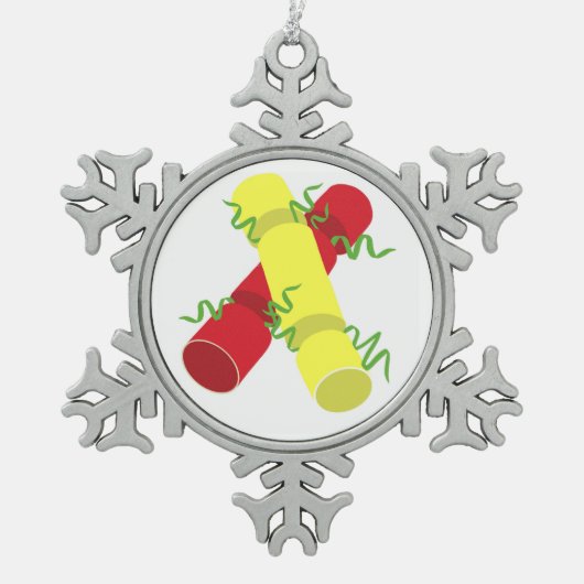 クリスマスクラッカー スノーフレークピューターオーナメント (正面)