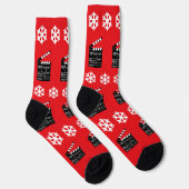 クリスマスクラッパーボードと雪片おもしろい映画 ソックス (右)