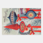 クリスマスクラフトおもしろい紙レトロヴィンテージ ラッピングペーパーシート (正面3)