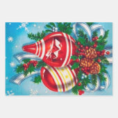 クリスマスクラフトおもしろい紙レトロヴィンテージ ラッピングペーパーシート (正面)