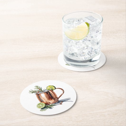 クリスマスクランベリーモスクワマールカクテルコースター ラウンドペーパーコースター (インサイチュ)