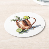 クリスマスクランベリーモスクワマールカクテルコースター ラウンドペーパーコースター (アングル)