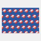 クリスマスクリケットボールスポーツサンタ ラッピングペーパーシート (正面3)