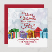 クリスマスクリスカスタムタンエレガントグリーティングカード (正面/裏面)
