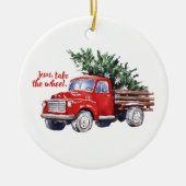 クリスマスクリスホパーソナライズされたリデイ セラミックオーナメント (正面)