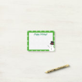 クリスマスクリスマスかわいい漫画雪だるまグリーン ポストイット (デスク上)