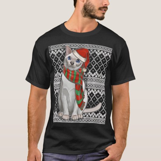 クリスマスクリスマスとんきねこサンタクロースハットブリー Tシャツ (正面)