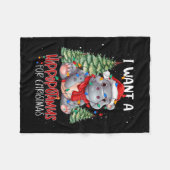 クリスマスクリスマスのカバが欲しい フリースブランケット (正面(横))