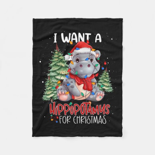 クリスマスクリスマスのカバが欲しい フリースブランケット (正面)