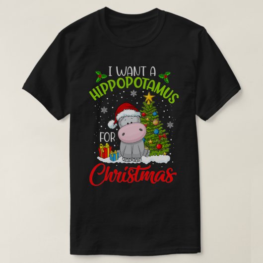 クリスマスクリスマスのカバが欲しい Tシャツ (デザイン正面)