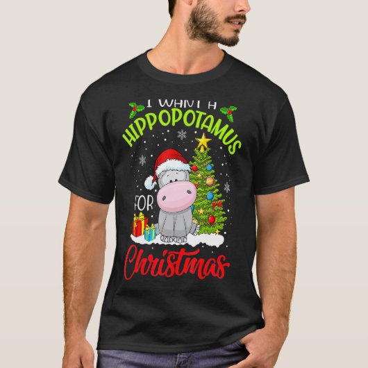 クリスマスクリスマスのカバが欲しい Tシャツ (正面)