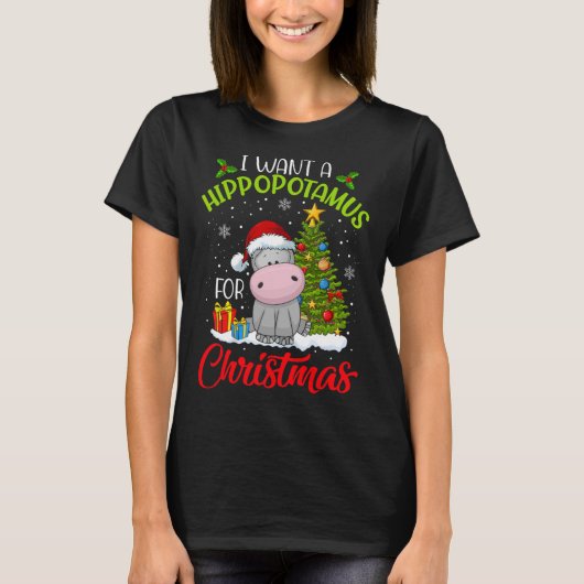 クリスマスクリスマスのカバが欲しい Tシャツ (正面)