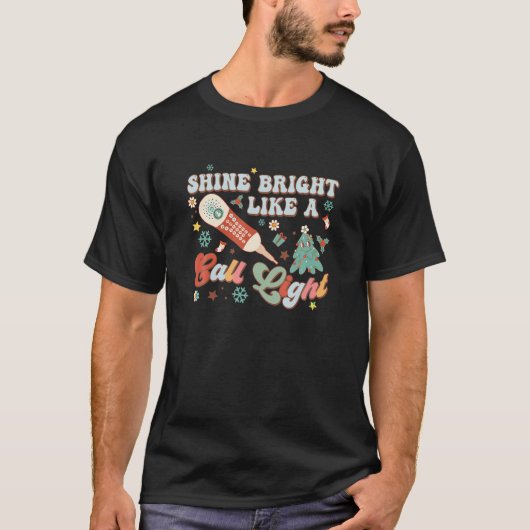 クリスマスクリスマスのナース看護Aのように輝く Tシャツ (正面)