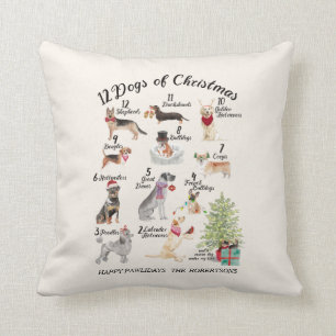 クリスマスクリスマスの休日の装飾の12匹の犬 クッション