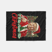 クリスマスクリスマスの家に行くトランプパジャマスホリド フリースブランケット (正面(横))