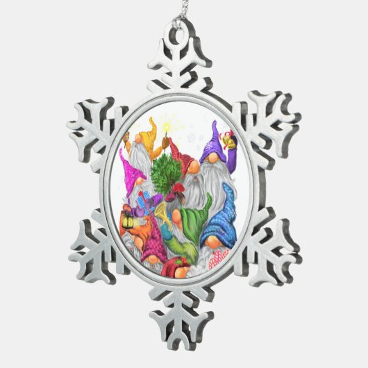 クリスマスクリスマスオーナメントギフト格言漫画 スノーフレークピューターオーナメント (右)