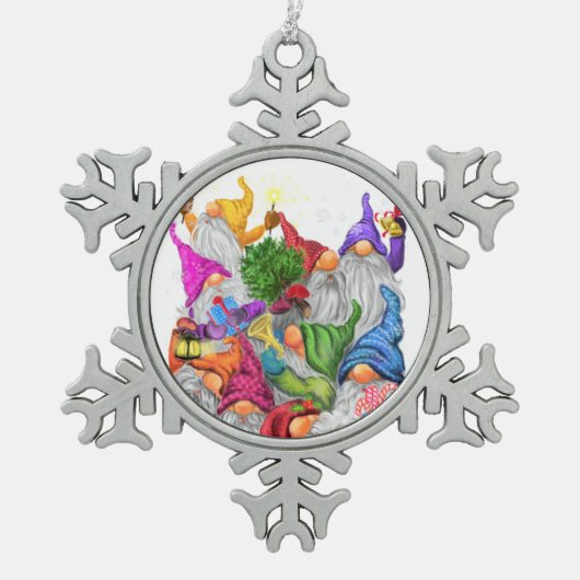 クリスマスクリスマスオーナメントギフト格言漫画 スノーフレークピューターオーナメント (正面)