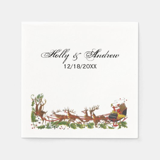 クリスマスクリスマスサンタスレイトインディア縁どー スタンダードカクテルナプキン (正面)