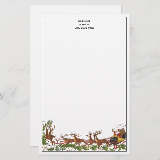 クリスマスクリスマスサンタスレイトインディア縁どー 便箋 (正面/裏面)