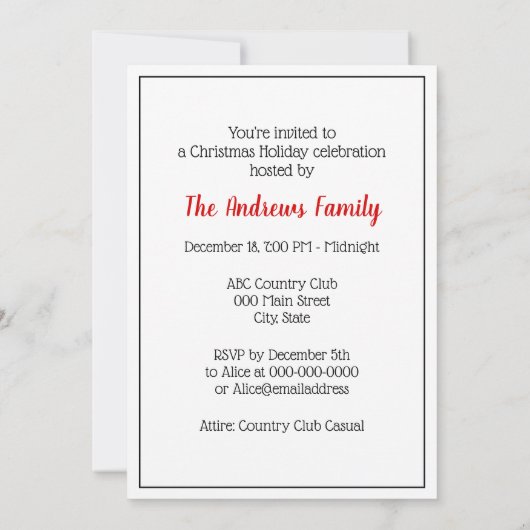 クリスマスクリスマスサンタスレイトインディア縁どー 招待状 (裏面)