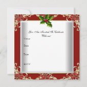 クリスマスクリスマスパーティー赤白金ゴールド緑 招待状 (裏面)