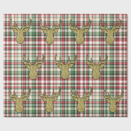 クリスマスクリスマスプレイドタータンチェックディアラッピング紙 ラッピングペーパー (フラット)