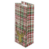 クリスマスクリスマスプレイドタータンチェック金ゴールドディアバックバッグ ワインギフトバッグ (正面アングル)