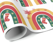 クリスマスクリスマスホリデーおもしろいレインボーギフト ラッピングペーパー (ロールコーナー)