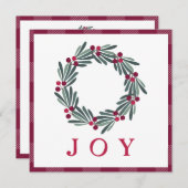 クリスマスクリスマスホリデージョイウォーターカラーグリーティング (正面/裏面)