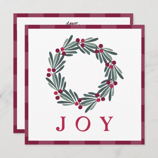 クリスマスクリスマスホリデージョイウォーターカラーグリーティング (正面/裏面)