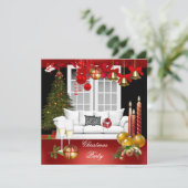 クリスマスクリスマスホリデーパーティレッドホワイトボール 招待状 (スタンド正面)