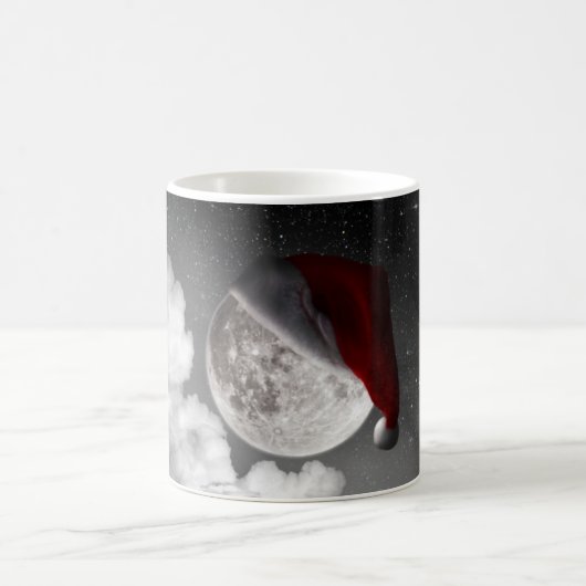 クリスマスクリスマスムーンはサンタクロース帽をかぶっている コーヒーマグカップ (中央)