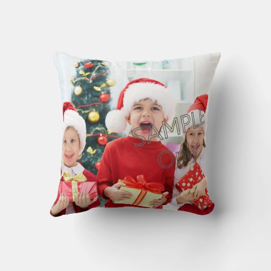 クリスマスクリスマス写真テンプレートの子供または家族 クッション (裏面)