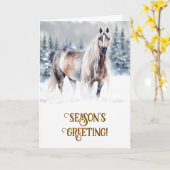 クリスマスクリスマス季節のごあいさつと馬 カード (黄色い花)