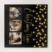 クリスマスクリスマス3フォトコラージョ素朴ン灯 ジグソーパズル (横)