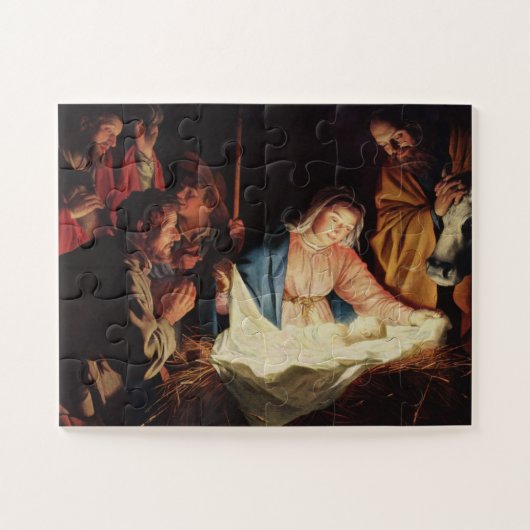 クリスマスクリブストールベツレヘム父ベビーイエス ジグソーパズル (横)