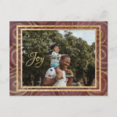 クリスマスクリムゾンと金ゴールド インビテーションポストカード (正面)