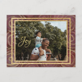 クリスマスクリムゾンと金ゴールド インビテーションポストカード