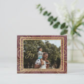 クリスマスクリムゾンと金ゴールド インビテーションポストカード (スタンド正面)