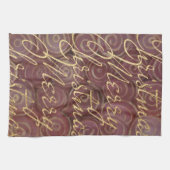 クリスマスクリムゾンと金ゴールド キッチンタオル (横)